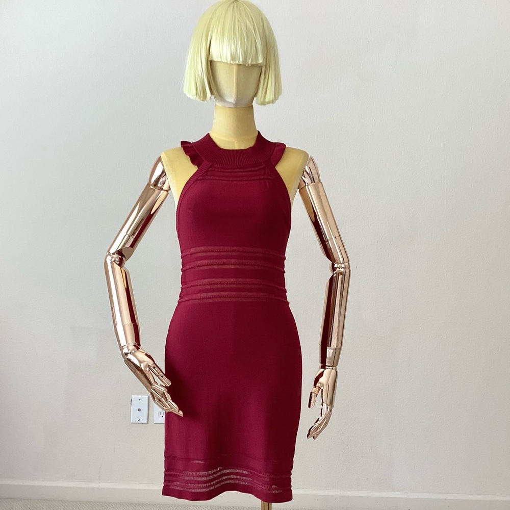 For Love & Lemons knitz Burgundy Halter Dress M - Picture 1 of 8